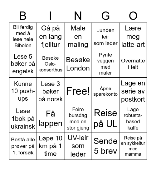 2025 BINGO Card