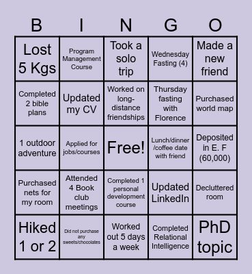 January Bingo Card
