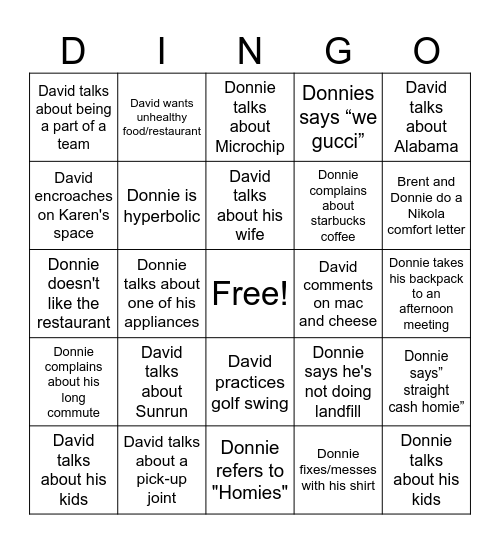 Dingo Bingo Card