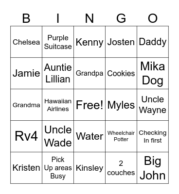 Jamie Walker Bingo Card