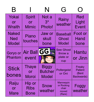 Phasmo Bingo Card