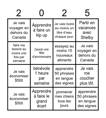 Les resolutions de Mya Bingo Card