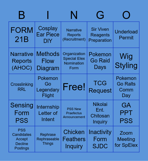TODO LIST JANUARY Bingo Card