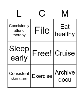 “Unnies”  2025 Goals Bingo Card