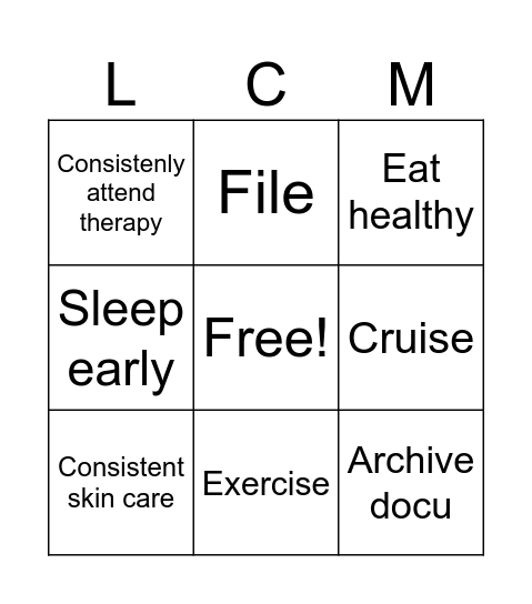 “Unnies”  2025 Goals Bingo Card