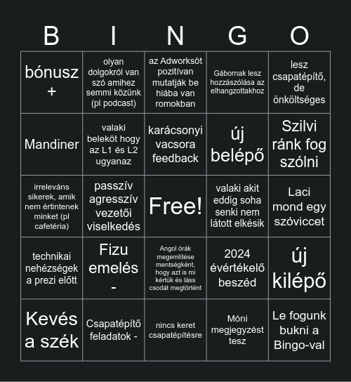 IT WS Bingo Card