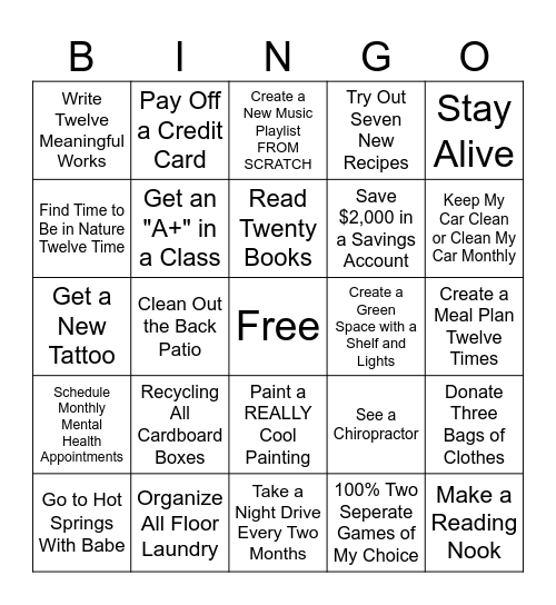 New Year's Bingo Card