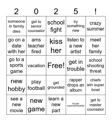 personal bingo card Bingo Card