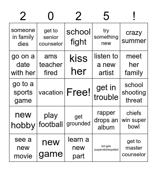 personal bingo card Bingo Card