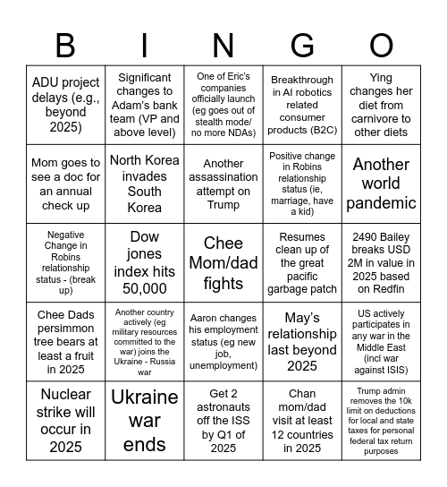Chee 2024 Bingo! Bingo Card