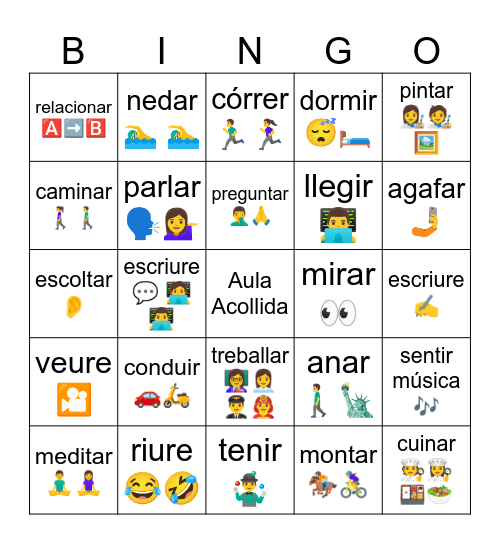 Base form verbs Bingo Card