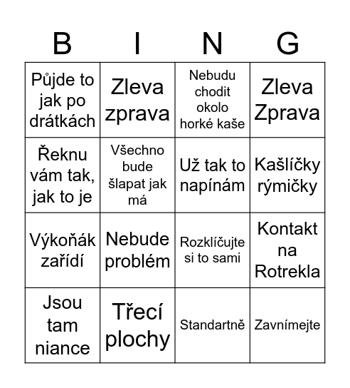 Nástupové bingo mjr. Šuty Bingo Card