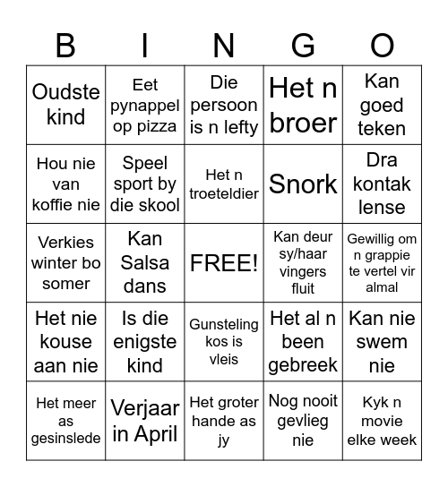 Ken Mekaar Bingo Card