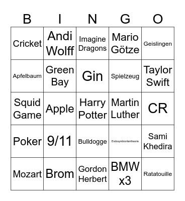Wikipedia Race Bingo Card