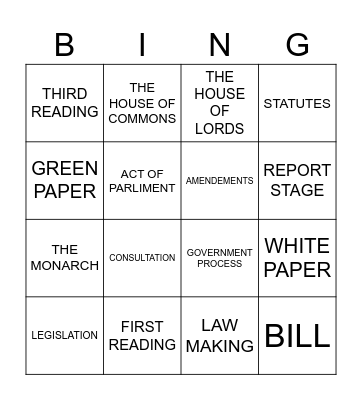MAKING A LAW Bingo Card
