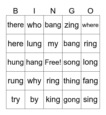 Glued Sounds and Trick Words Bingo Card