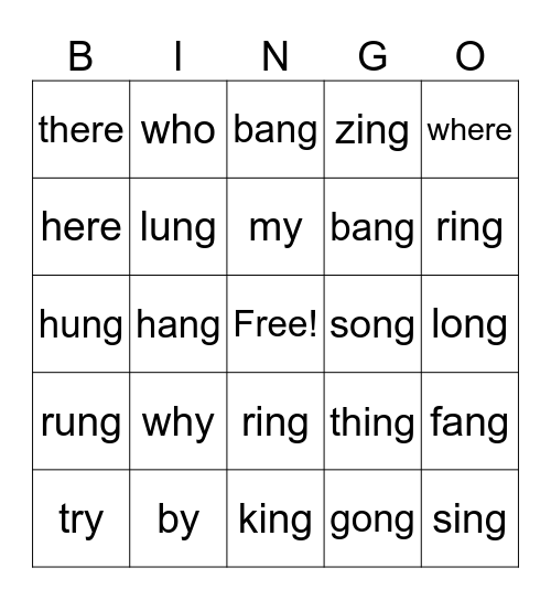 Glued Sounds and Trick Words Bingo Card