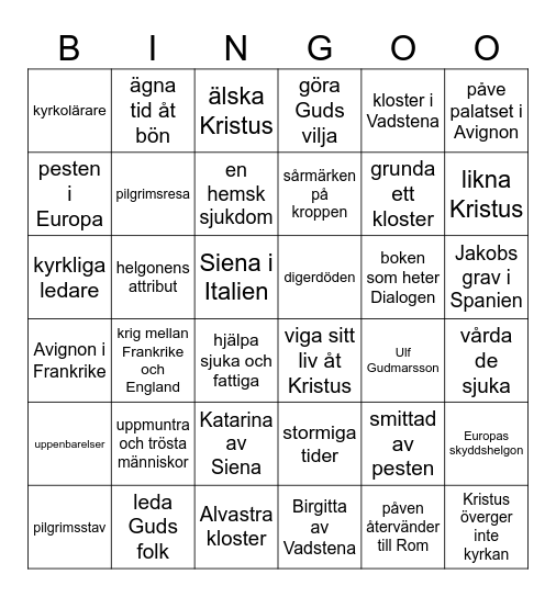 Stormiga tider Bingo Card