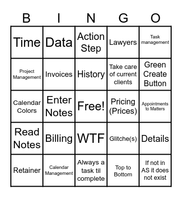 MLG Operations 101 Bingo Card