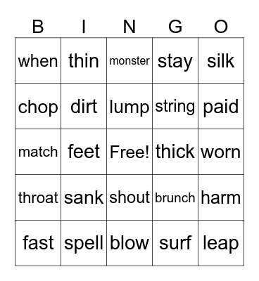 general spelling E L M 1/9/25 or 1/16/25 Bingo Card