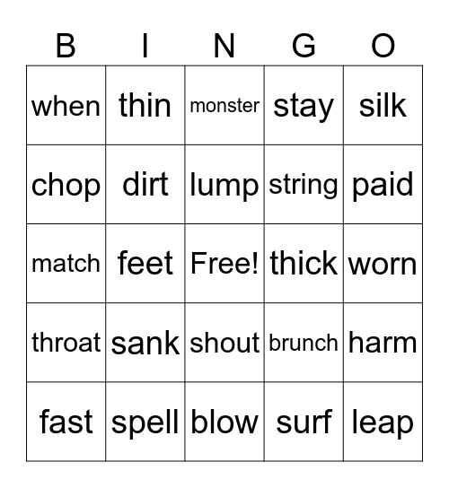 general spelling E L M 1/9/25 or 1/16/25 Bingo Card