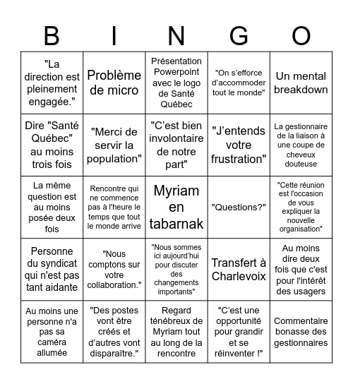 Bingo - Rencontre administrative de marde Bingo Card