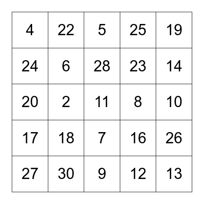 Algebra & Trigonometry Review Bingo Card