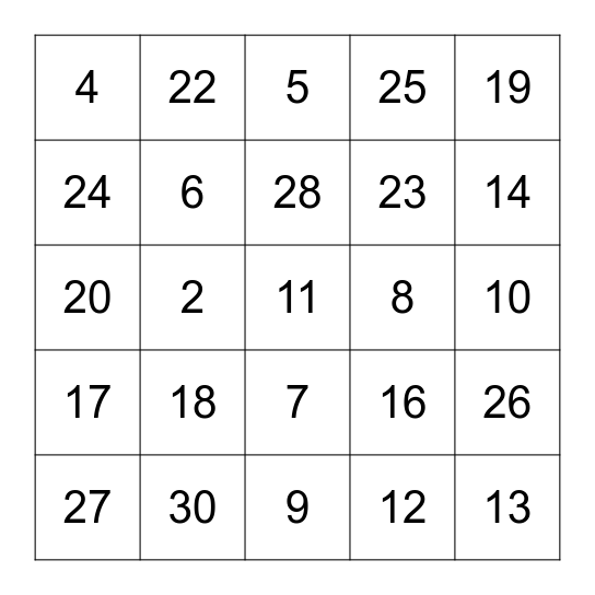 Algebra & Trigonometry Review Bingo Card