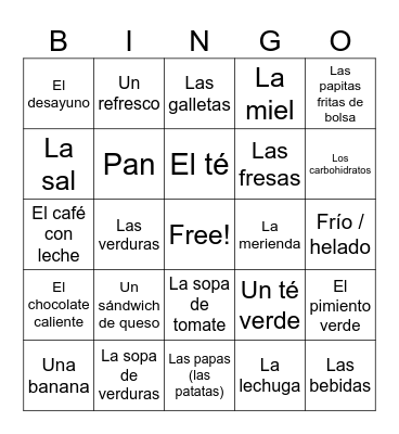 La Comida Bingo Card
