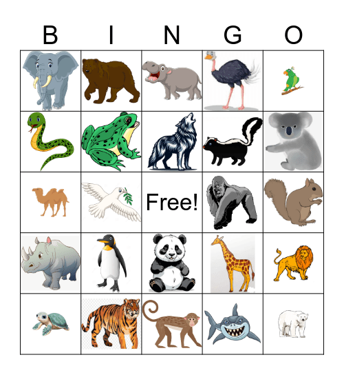 Erlend dýr Bingo Card