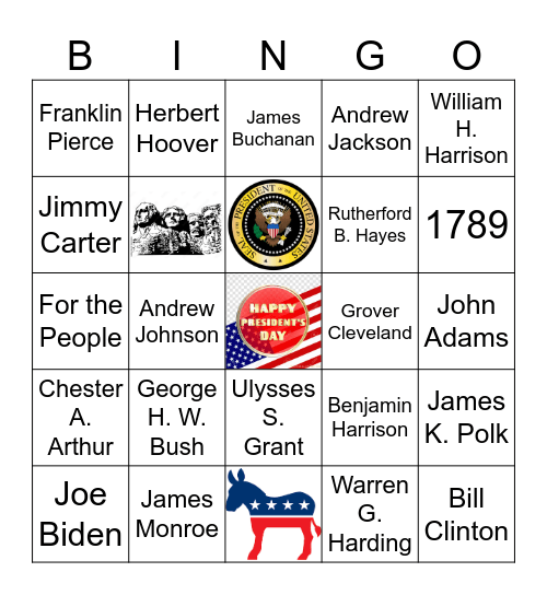 Presidents' Day Bingo Card