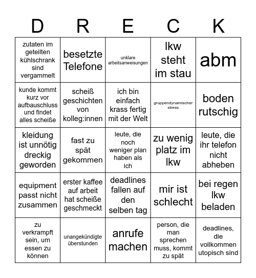 Wie-scheiße-ist-dein-Tag-Bingo Card