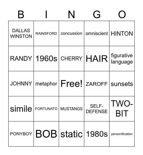 LIT MIDTERM BINGO Card