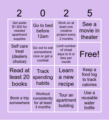 Goals Bingo Card