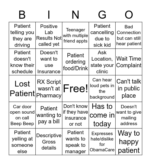 Customer Service Week Bingo Card