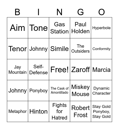 LIT BINGO Card