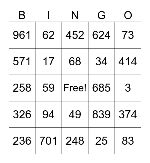Add a ten BiNGO Card