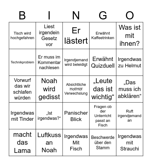 Strafrecht Bingo Card