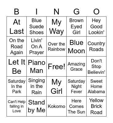 Song Bingo Card