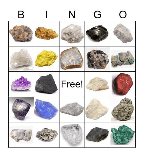 Rock & Mineral Bingo Card