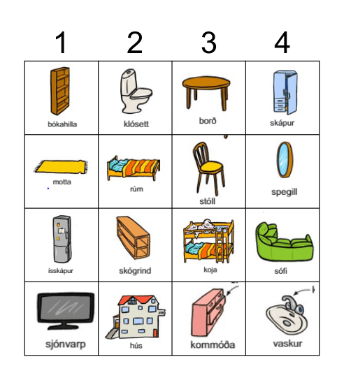 Heimilið Bingo Card