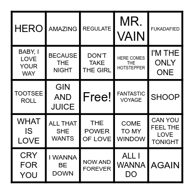 HITS 1994 Bingo Card