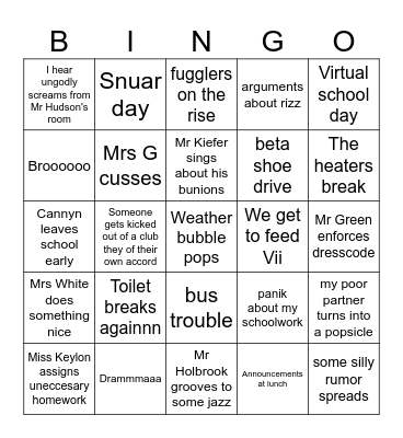 Lucy Cabeen Bingo Board Bingo Card