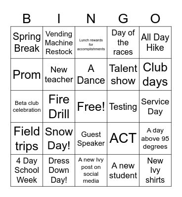 Ivy Bingo Card