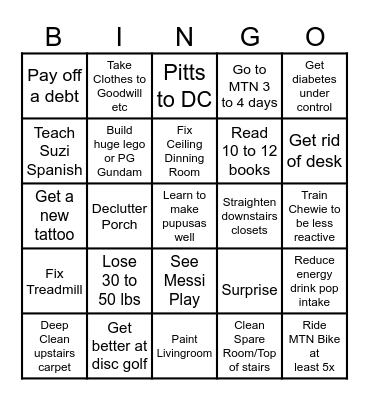Achievement Bingo Card