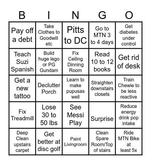 Achievement Bingo Card