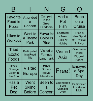 Get to Know Your Peers Bingo Card