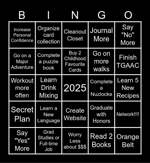 My 2025 Bingo Card