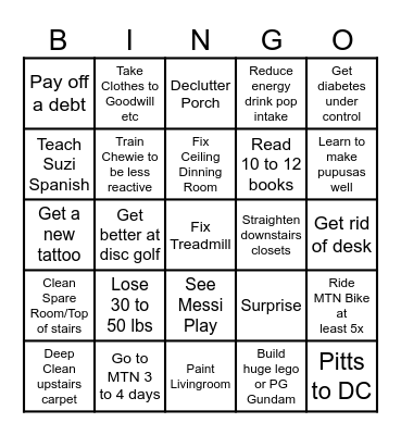 Achievement Bingo Card