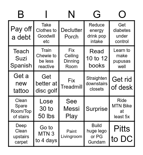Achievement Bingo Card
